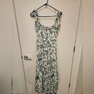 Green and white floral maxi dress